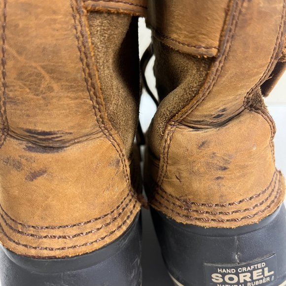 Sorel Winter Fancy Lace II Womens Boots US 8.5 Brown Leather Mid Calf Insulated - Picture 4 of 11